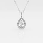 2.0 CT Pear Moissanite Diamond Halo Necklace