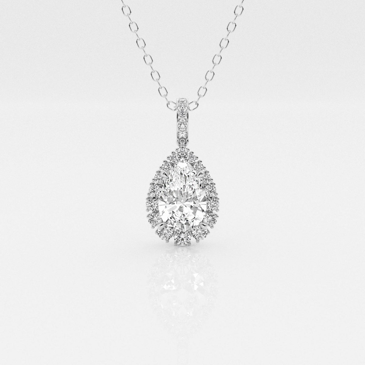 2.0 CT Pear Moissanite Diamond Halo Necklace