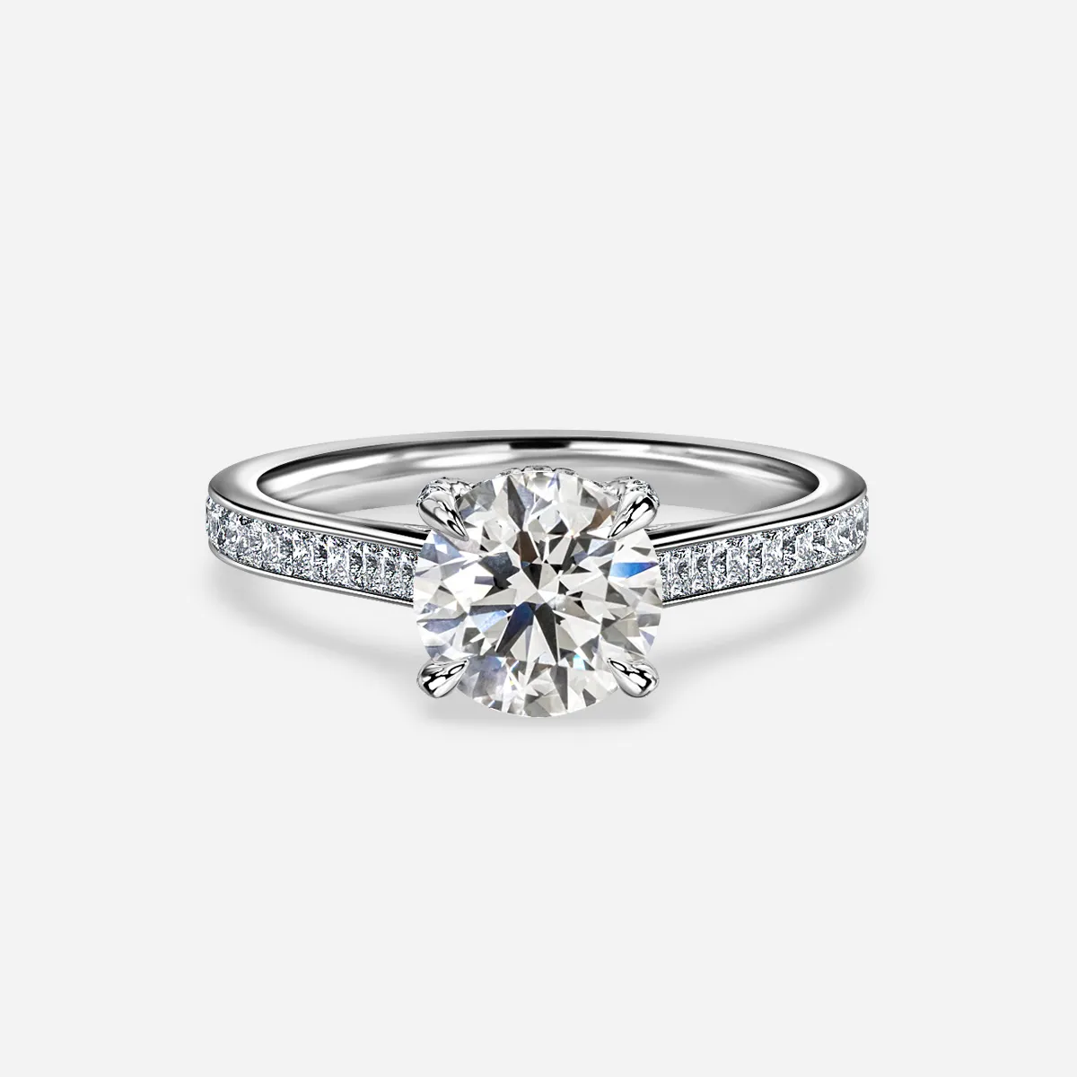 2.70 CT Round Moissanite Hidden Halo Engagement Ring Main image