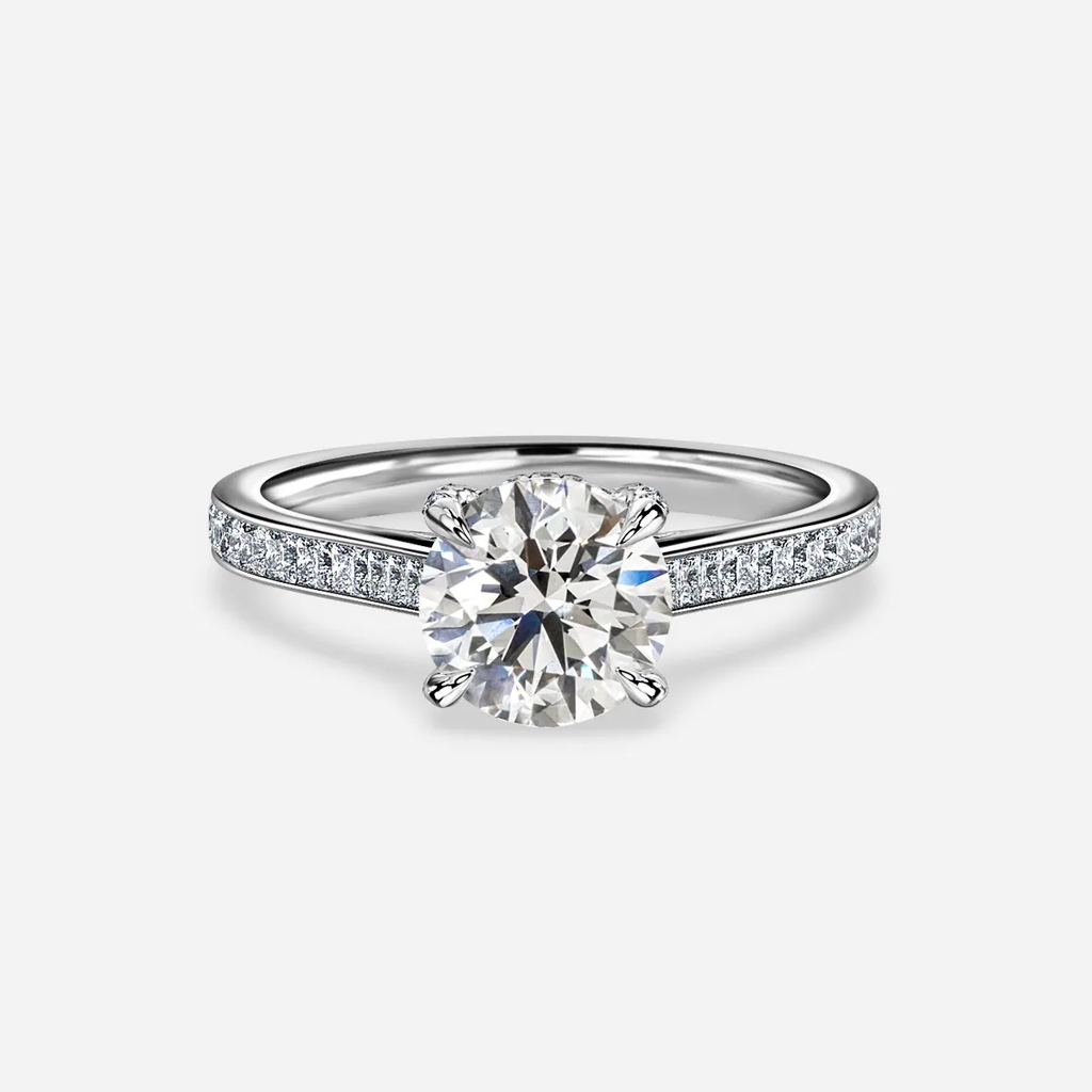 2.70 CT Round Moissanite Hidden Halo Engagement Ring