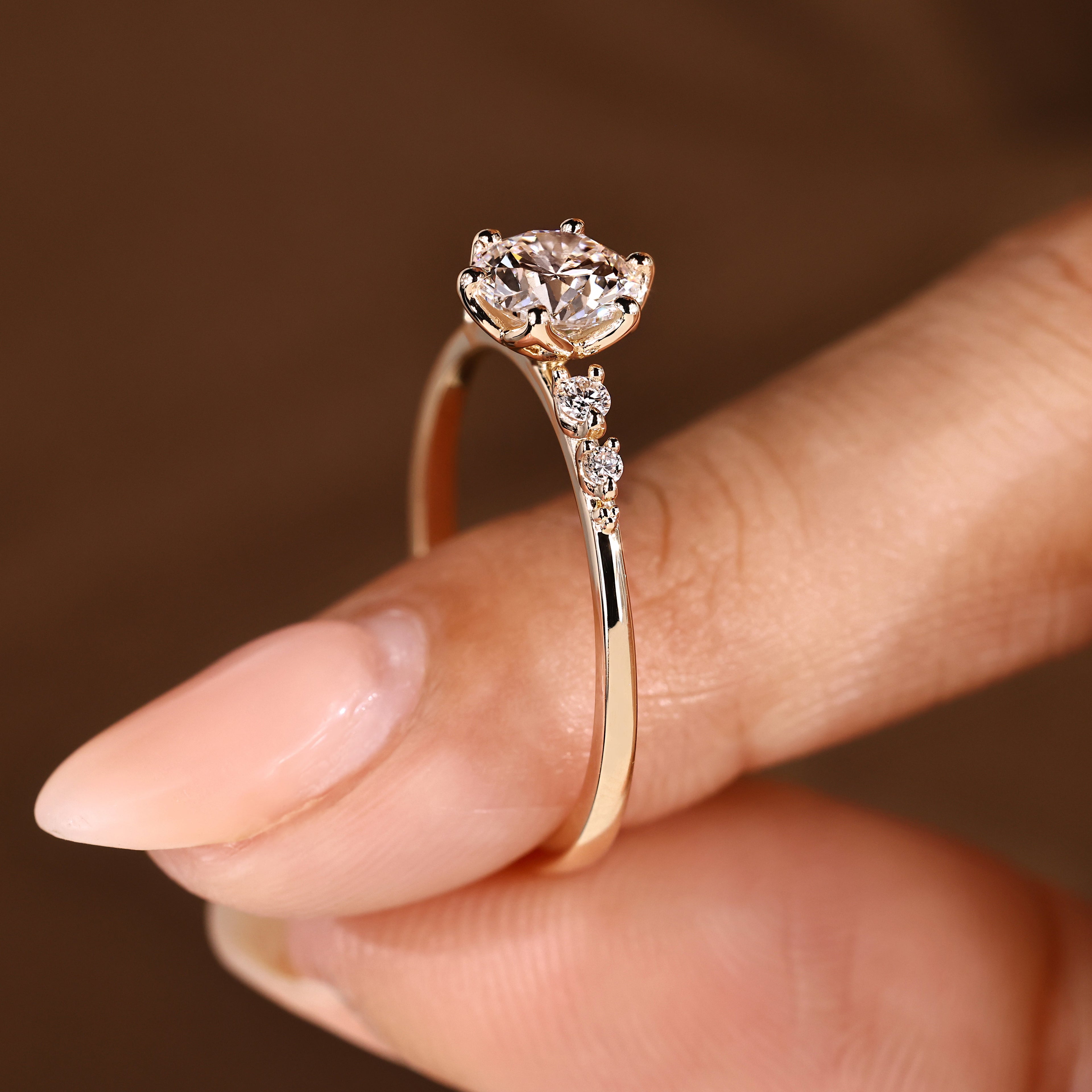 Five Stone Style Round Cut Diamond Ring