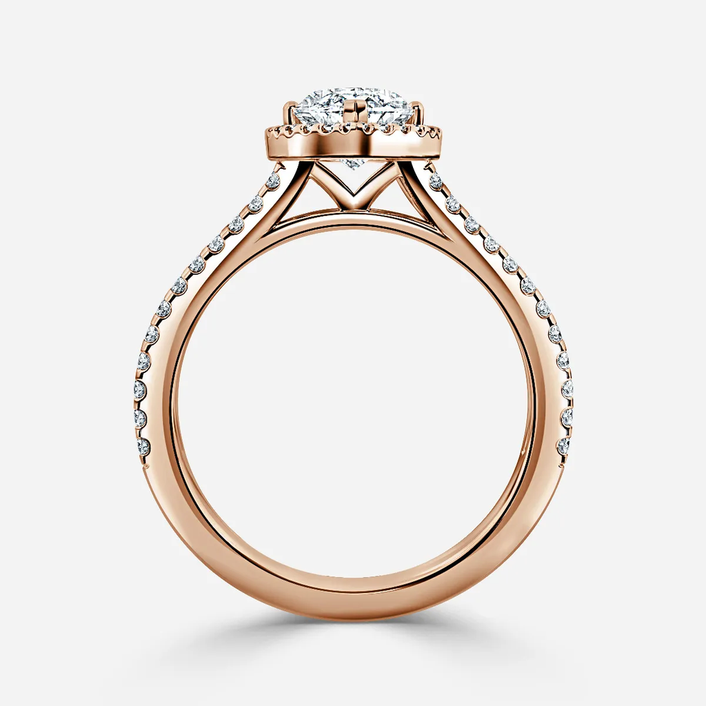 3.0 CT Marquise Cut Moissanite Halo & Pave Style Engagement Ring