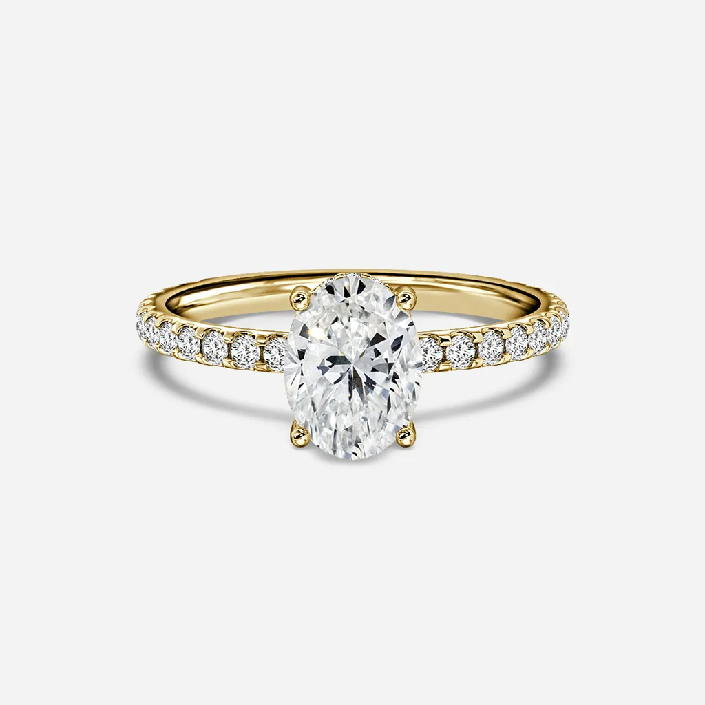 2.0 CT Oval Moissanite Pave Engagement Ring