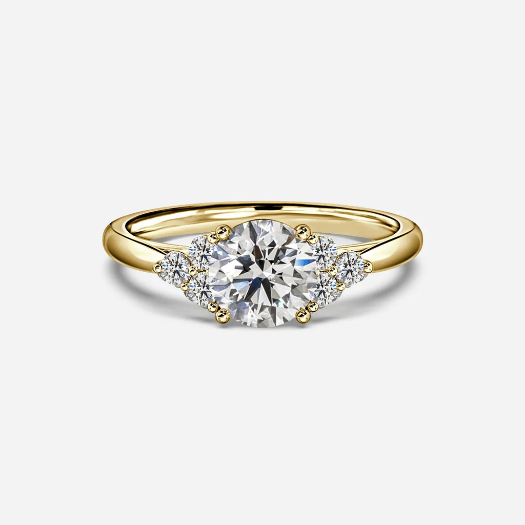 1.84 CT Round Cut Moissanite Cluster Style Engagement Ring