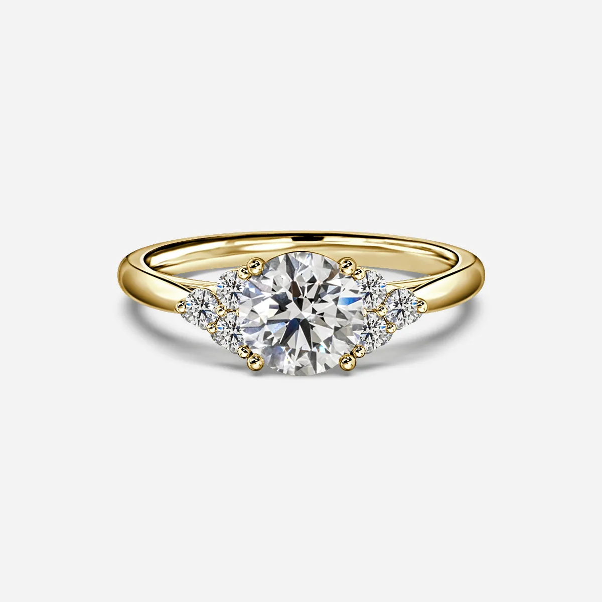1.84 CT Round Cut Moissanite Cluster Style Engagement Ring