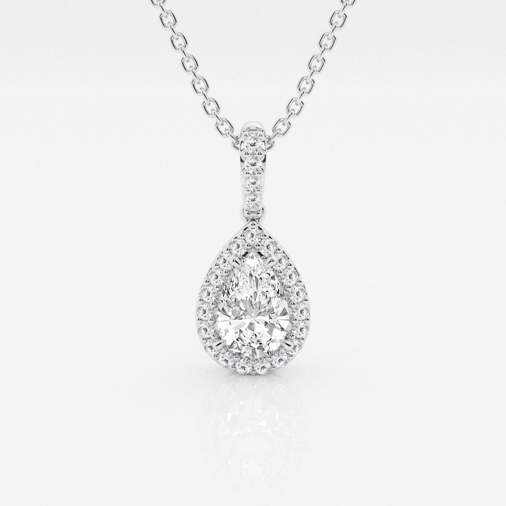0.62 CT Pear Moissanite Diamond Halo Necklace