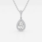 0.62 CT Pear Moissanite Diamond Halo Necklace