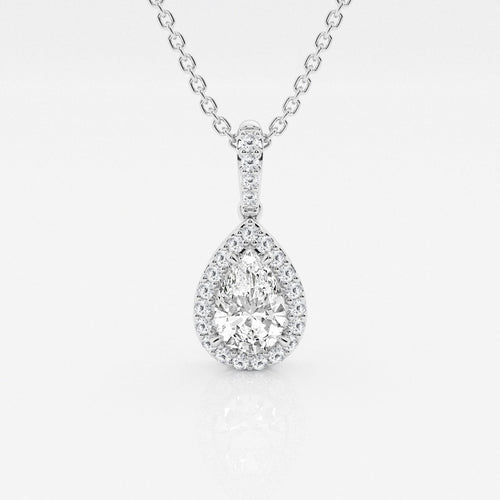 0.62 CT Pear Moissanite Diamond Halo Necklace