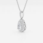 0.62 CT Pear Moissanite Diamond Halo Necklace