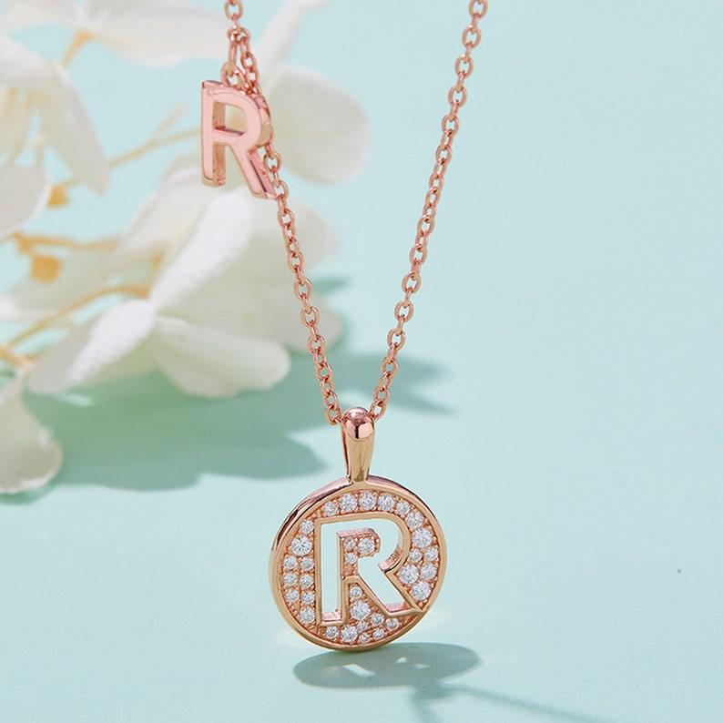 Personalized "R" latter diamond necklace