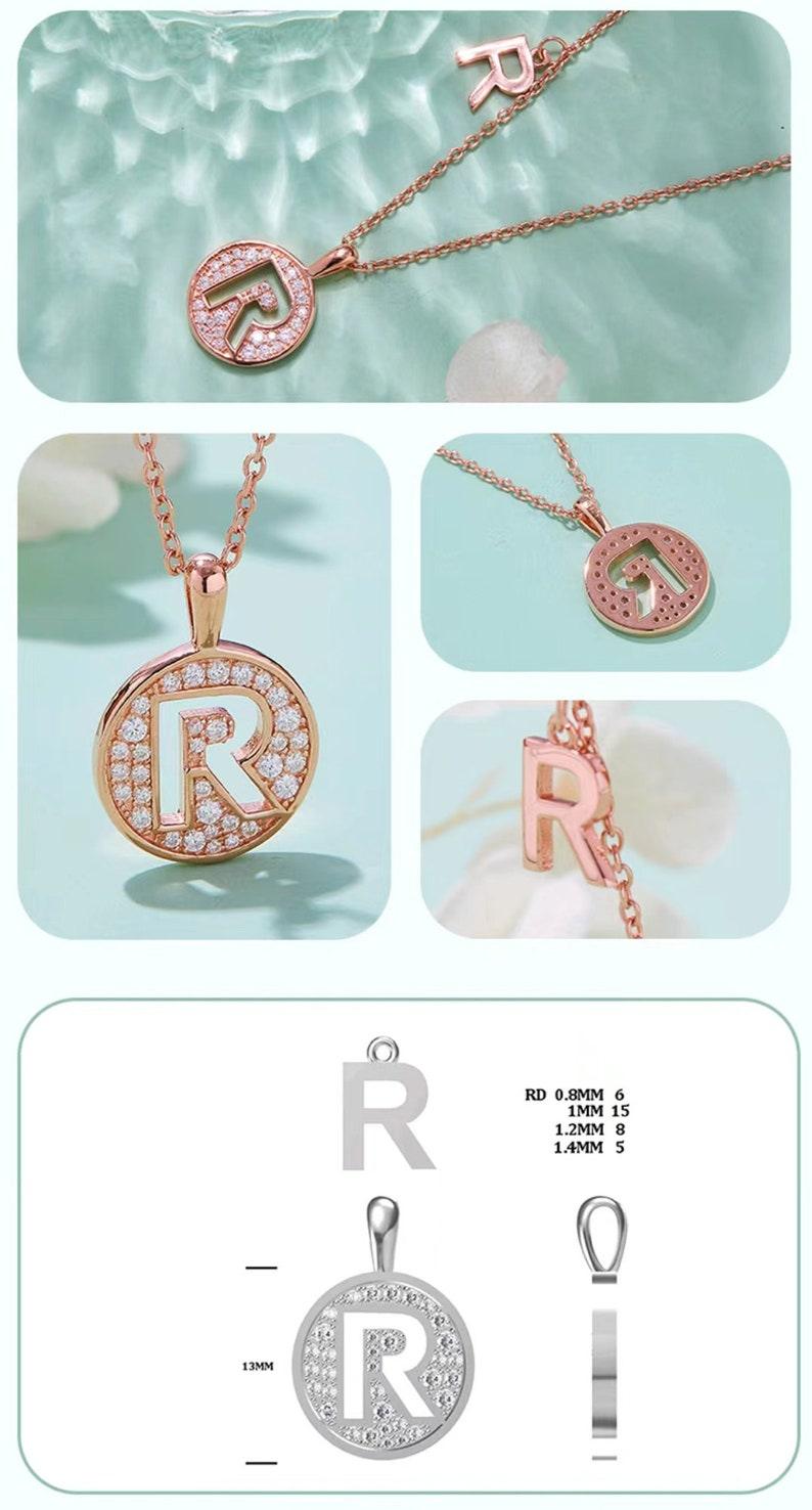 Personalized "R" latter diamond necklace