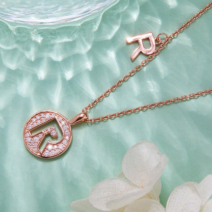 Personalized "R" latter diamond necklace