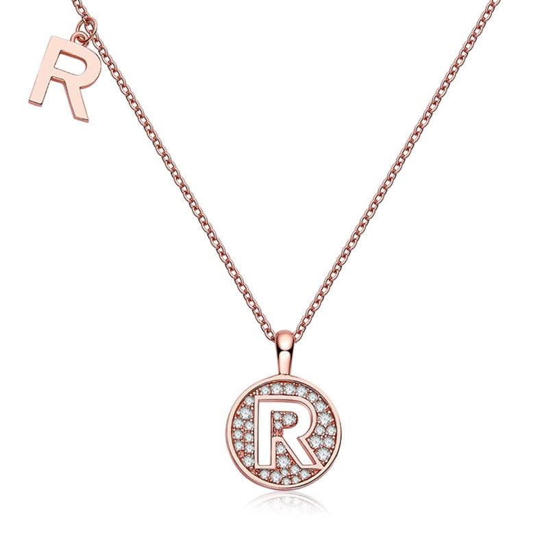 Personalized "R" latter diamond necklace