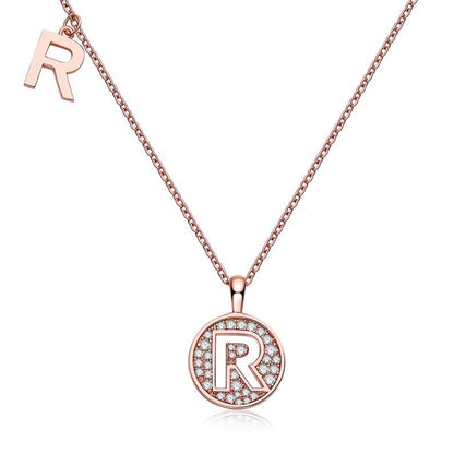 Personalized "R" latter diamond necklace