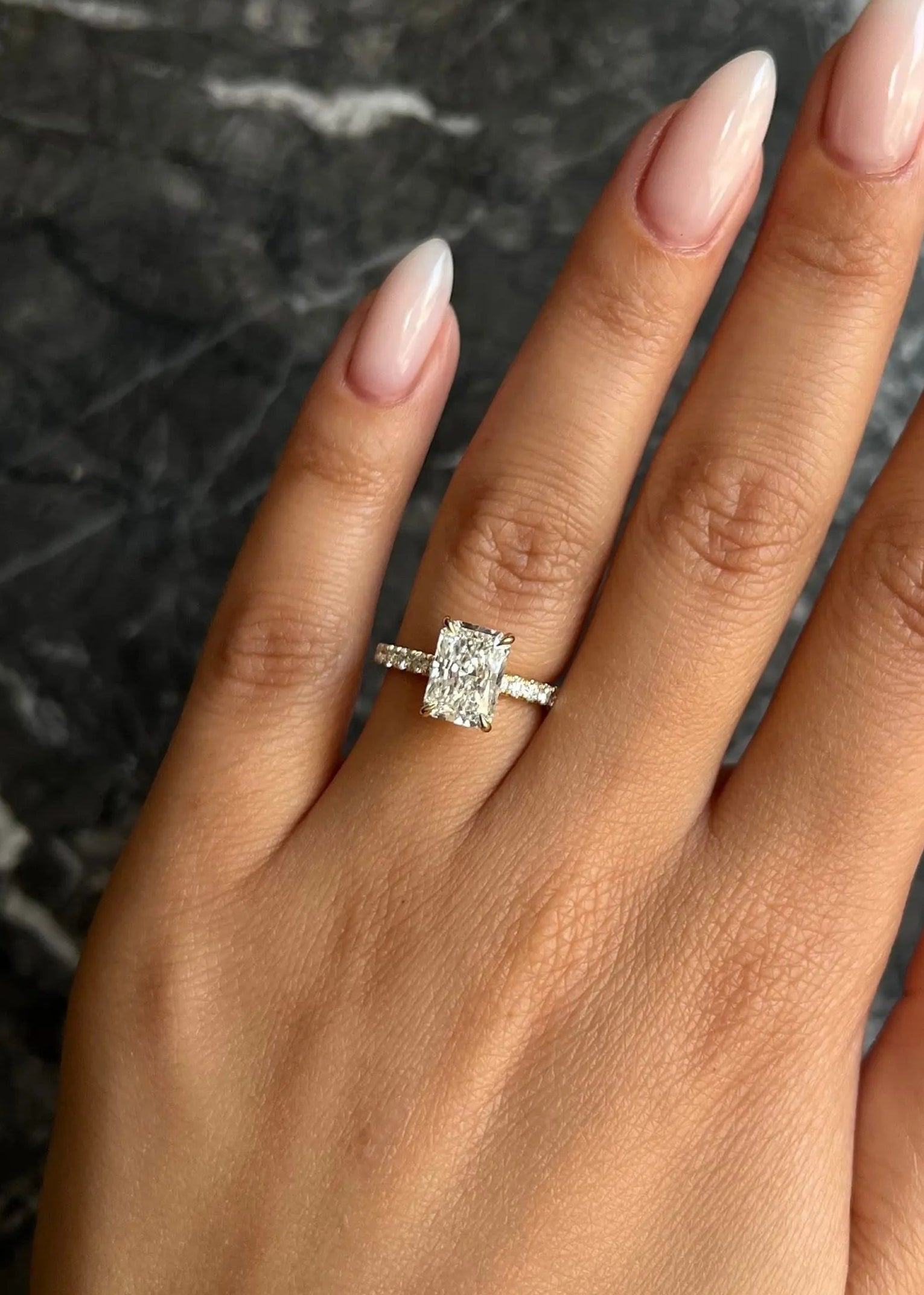 Radiant Cut 2.85 Carat IGI Certified Lab Grown Diamond Engagement Ring Hidden Halo - DisneyValley Main image