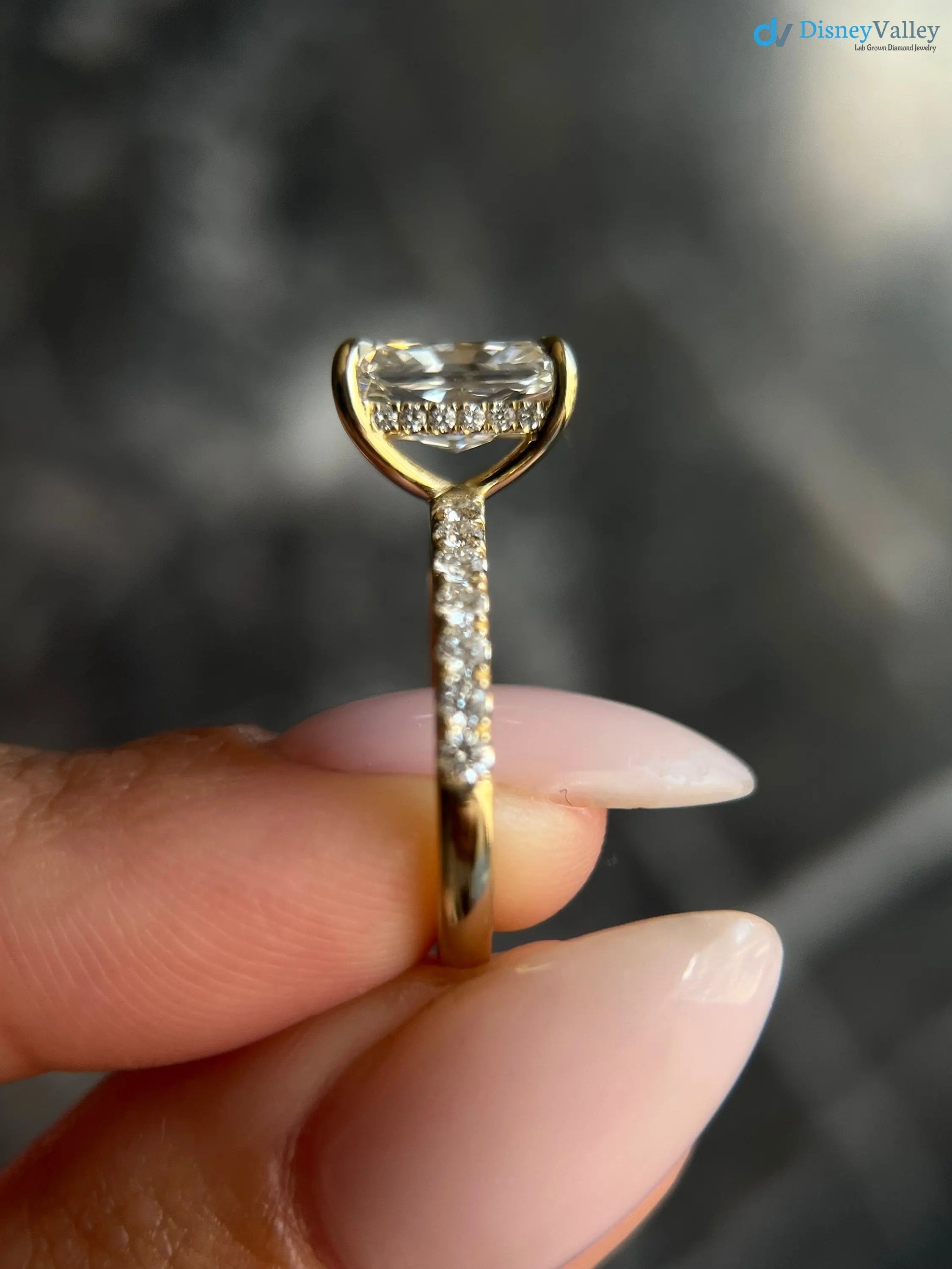 Radiant Cut 2.85 Carat IGI Certified Lab Grown Diamond Engagement Ring Hidden Halo - DisneyValley