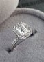 Radiant cut Victorian inspired lab grown halo with leaves wedding ring - DisneyValley