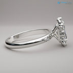 Radiant cut Victorian inspired lab grown halo with leaves wedding ring - DisneyValley