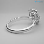 Radiant cut Victorian inspired lab grown halo with leaves wedding ring - DisneyValley