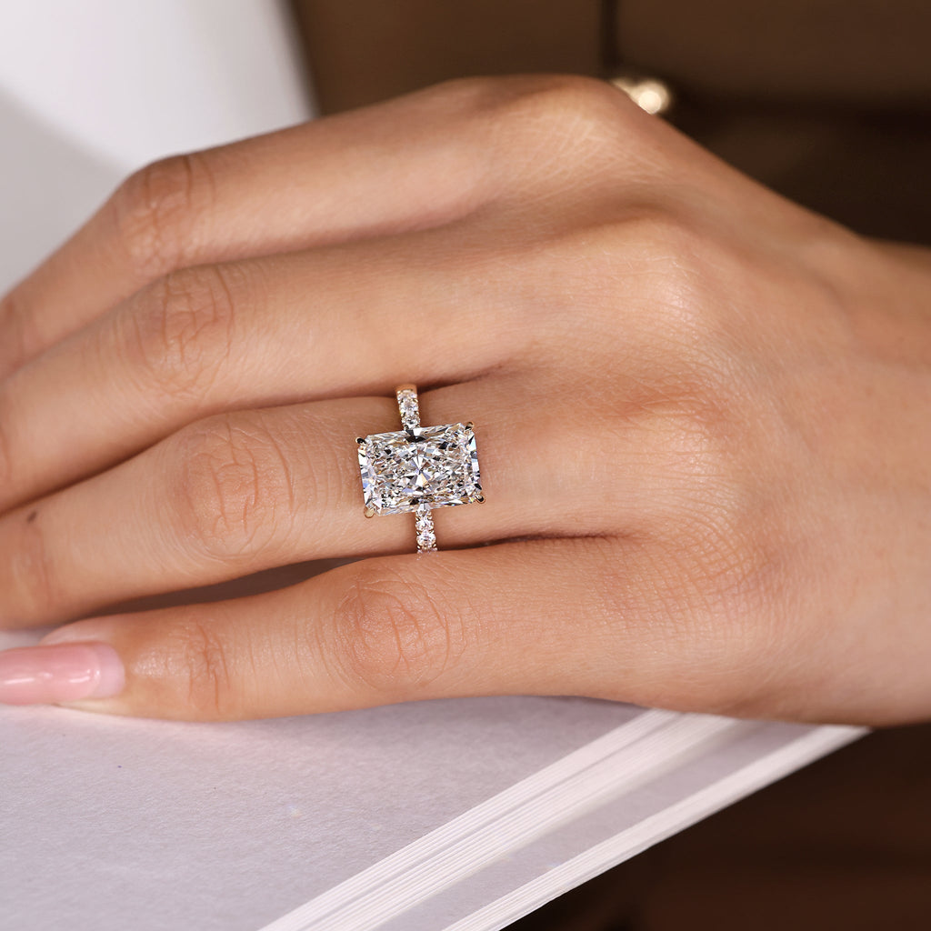 IGI Certified 5 Carat Radiant Cut Diamond Ring in Pave Setting
