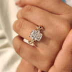 Radiant Cut Nature Inspired Engagement Ring with Leaf Style Prong