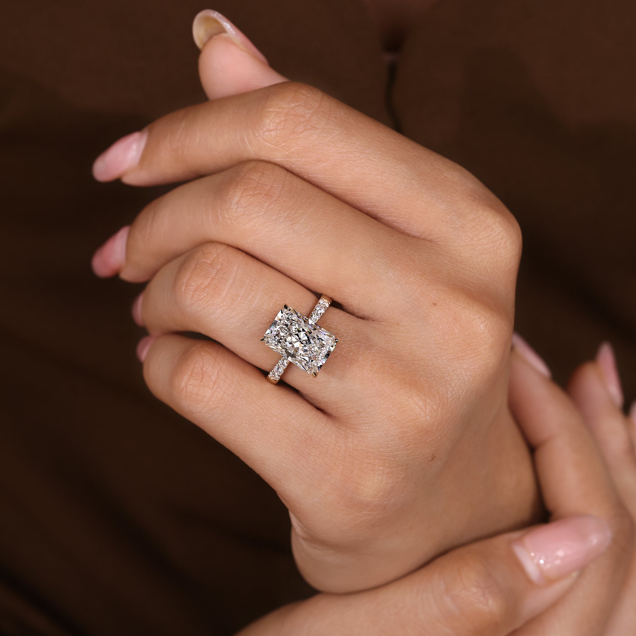 IGI Certified 5 Carat Radiant Cut Diamond Ring in Pave Setting