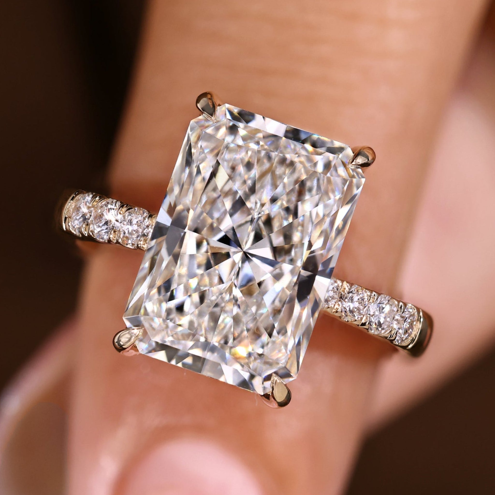 IGI Certified 5 Carat Radiant Cut Diamond Ring in Pave Setting