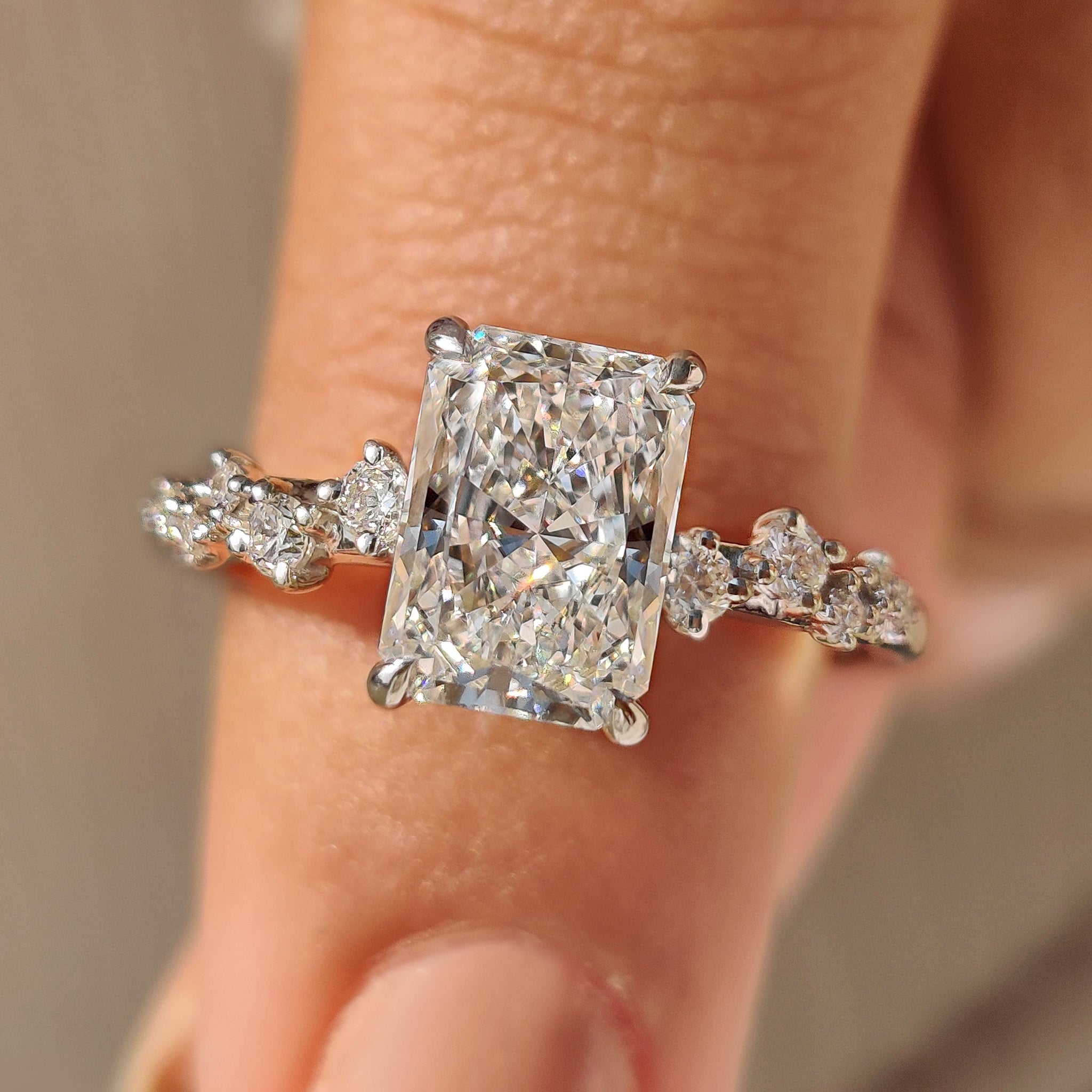 Radiant Cut Diamond Ring in Cluster Setting Main image