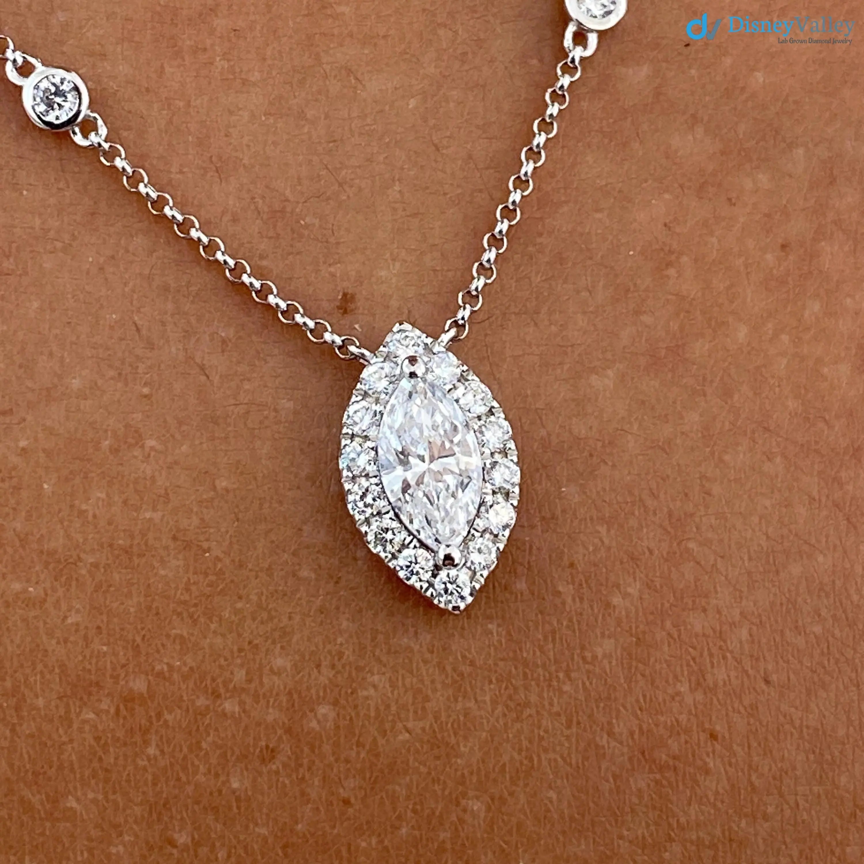 Real White Gold Diamond Necklace 0.89 Carat Lab-Created Diamond DisneyValley Main image