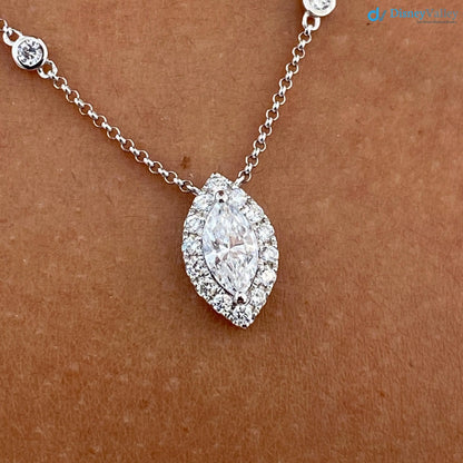 Real White Gold Diamond Necklace 0.89 Carat Lab-Created Diamond DisneyValley