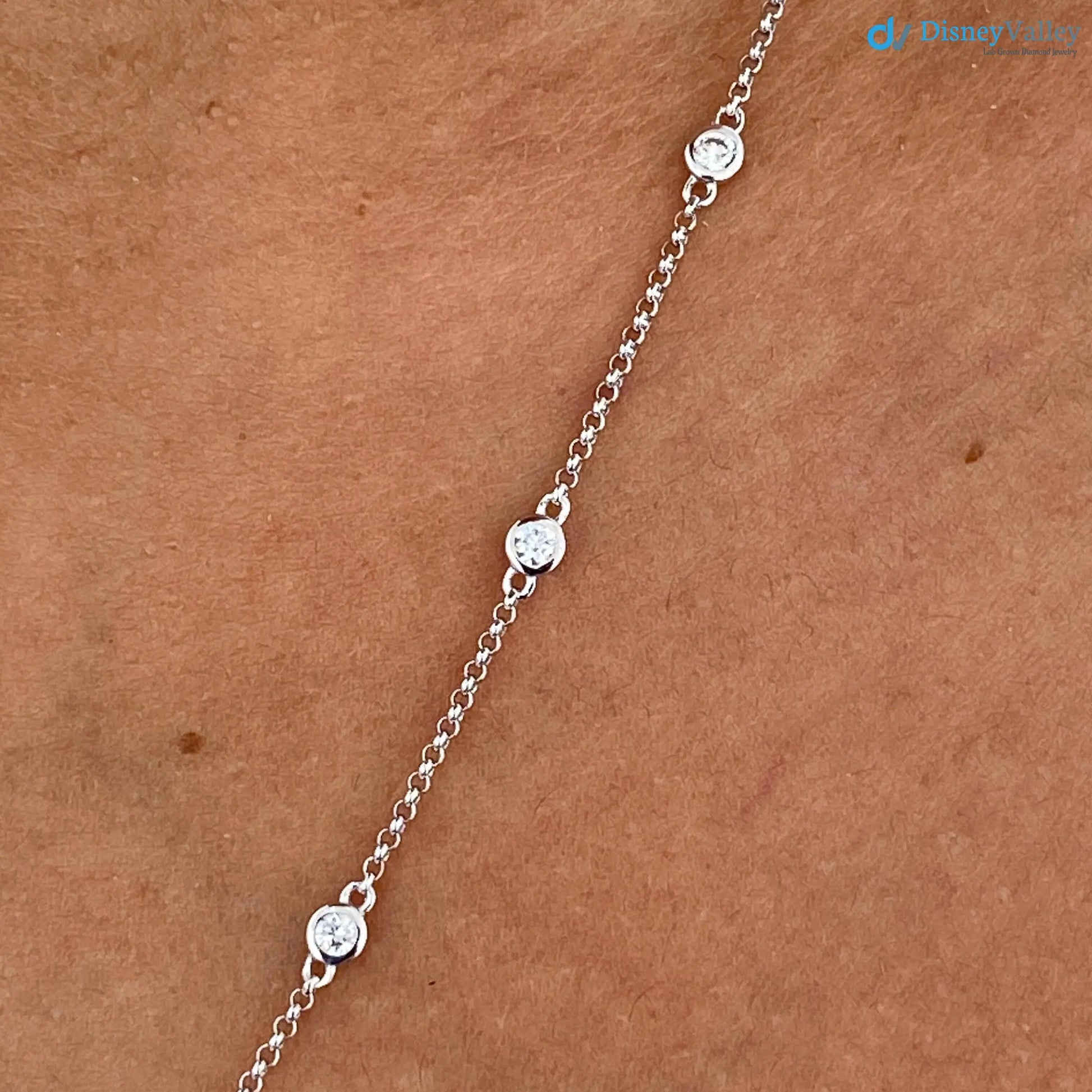 Real White Gold Diamond Necklace 0.89 Carat Lab-Created Diamond DisneyValley