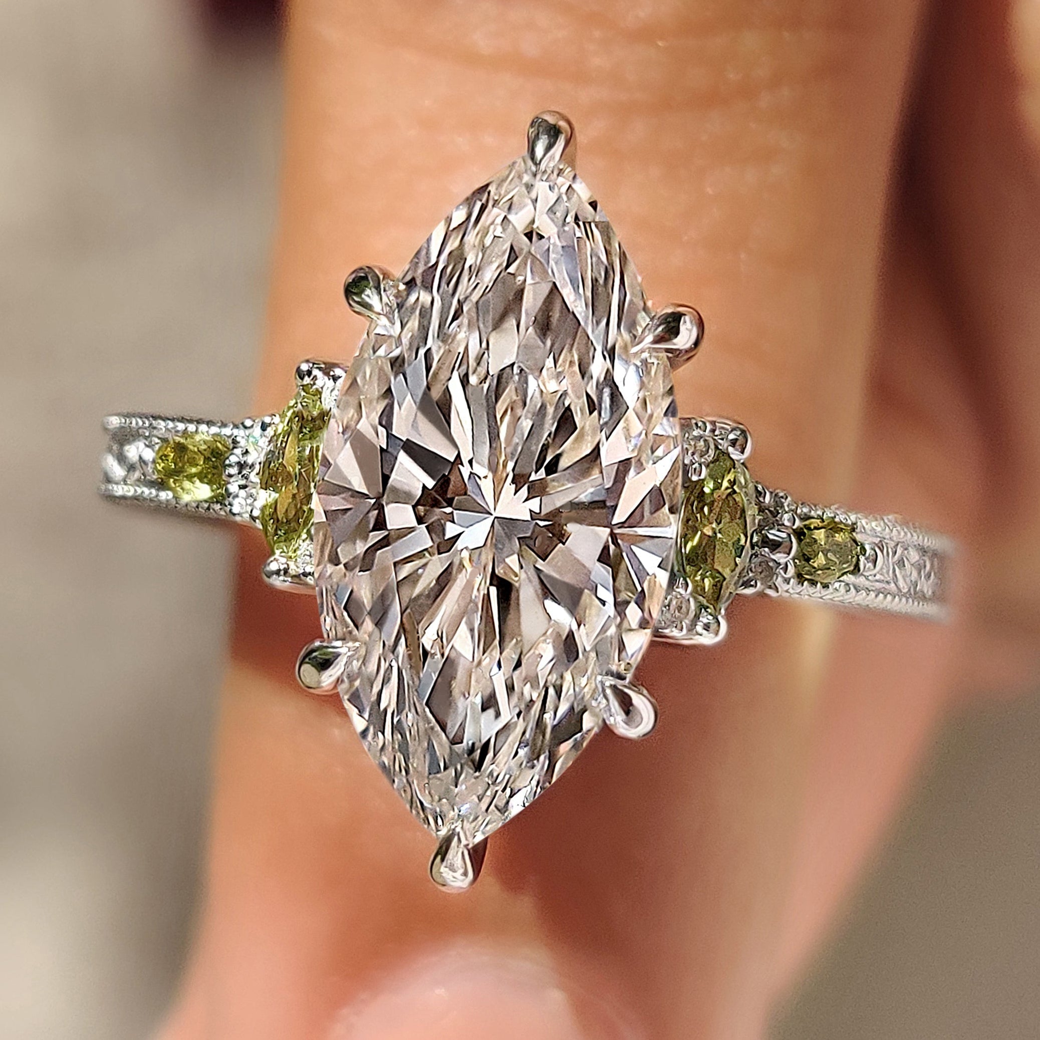 Marquise Engagement Ring In Vintage Art Deco style Main image