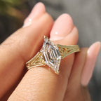Hexagon Step Solitaire Diamond Ring In Milgrain Details