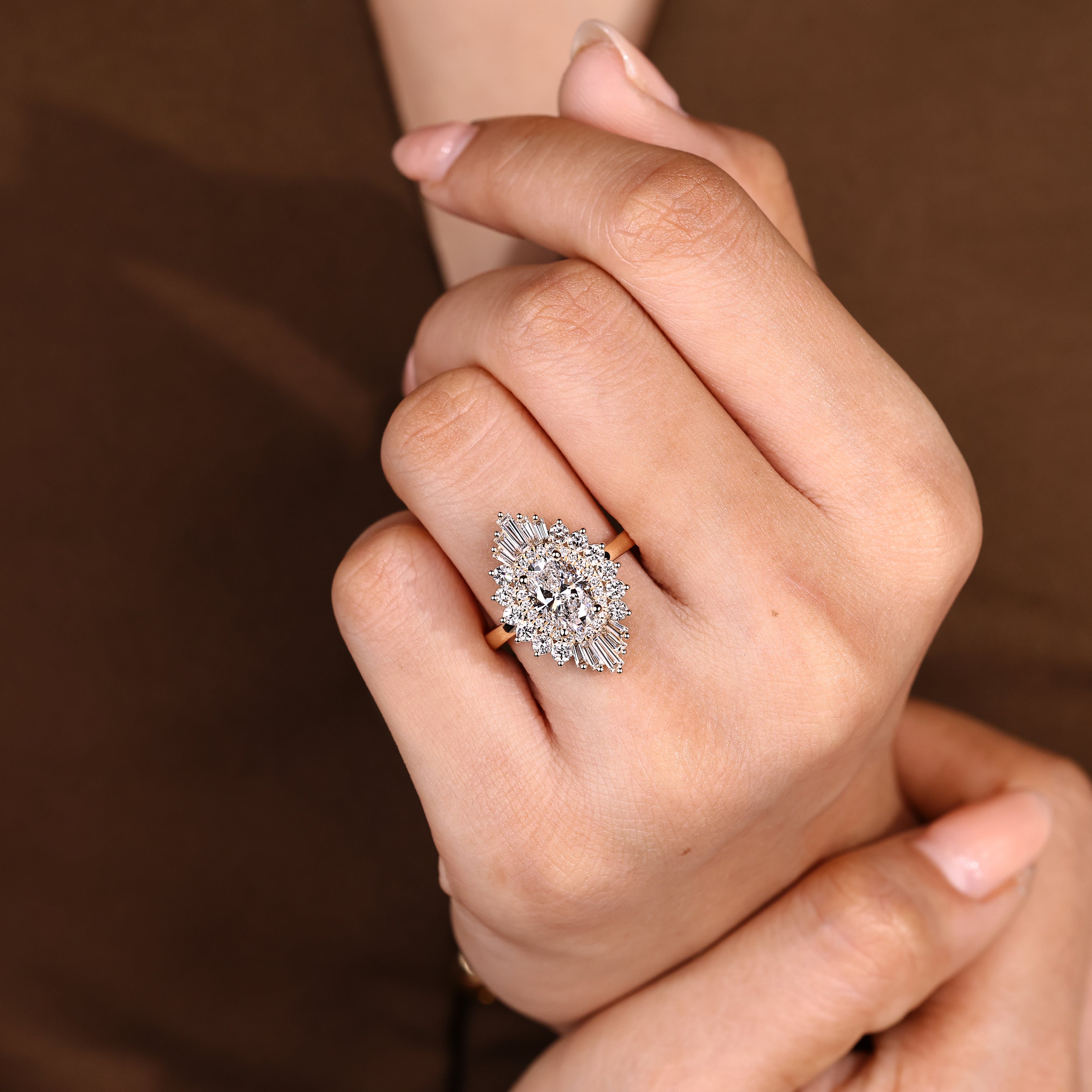 Oval Cut Engagement Ring In Double Halo Style