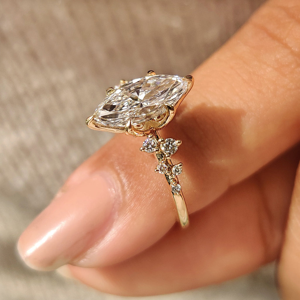 Marquise Engagement Ring in Tulip Setting