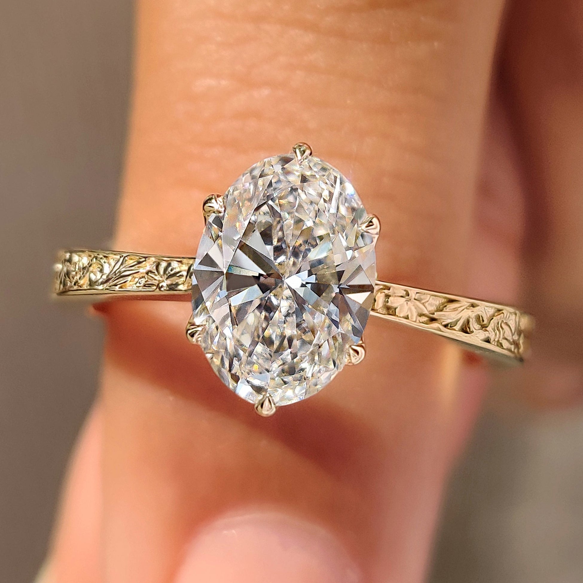 Oval Diamond Ring with Solitaire Setting Main image