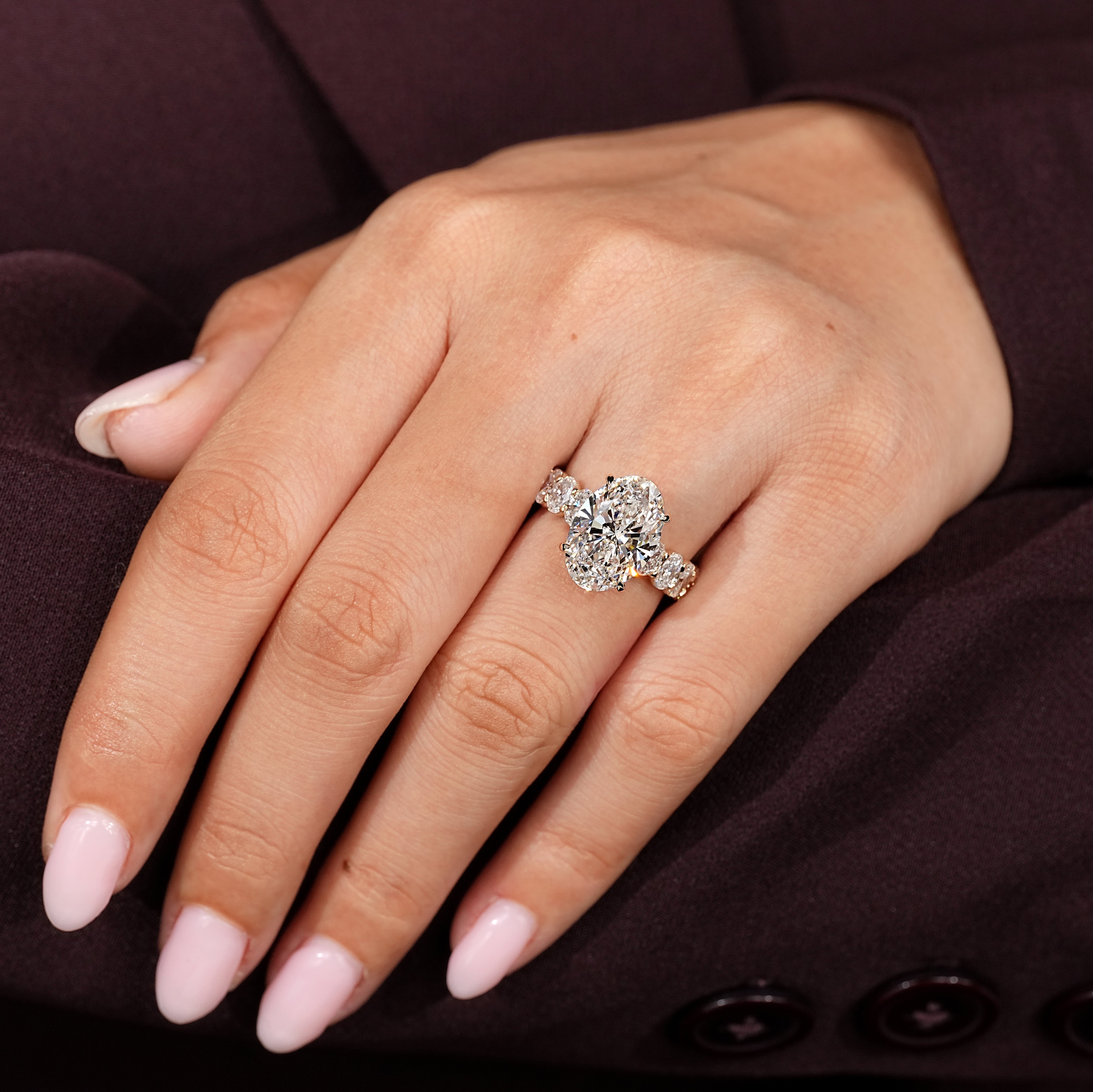 Oval Engagement Ring with Four Claw Prong Setting Secondary image