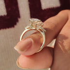 Oval Diamond Three Stone Engagement Ring With Pear Side Stone