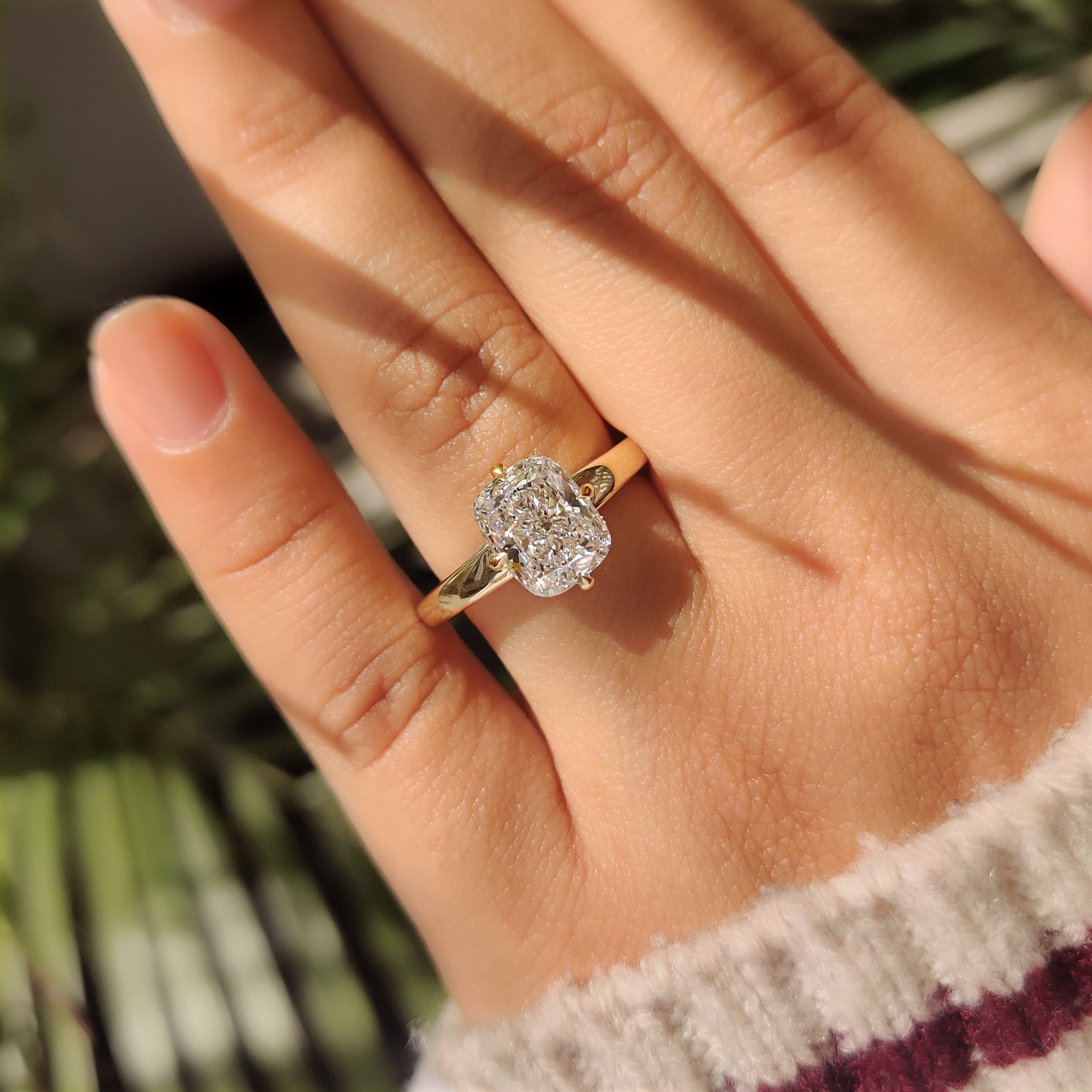 Solitaire Style Cushion Cut Diamond Ring