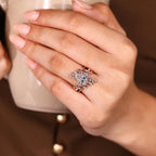 Pear Shaped Engagement Ring With Wedding Band In Nature Inspired Style
