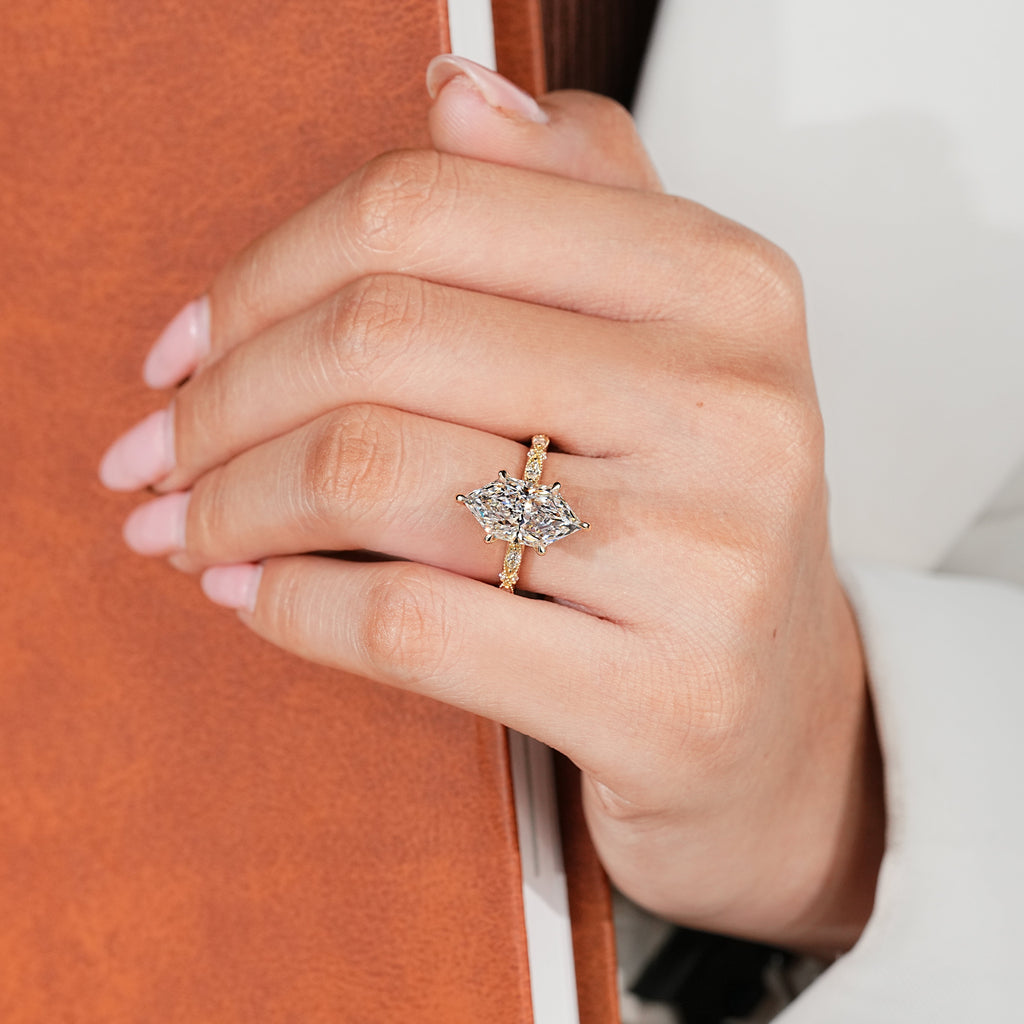 Dutch Marquise Vintage Inspired Engagement Ring with Pave
