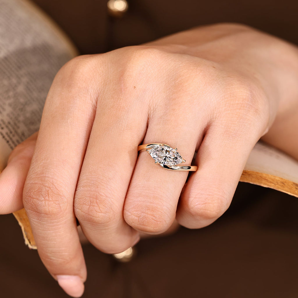 Solitaire Marquise Engagement Ring In East To West Setting