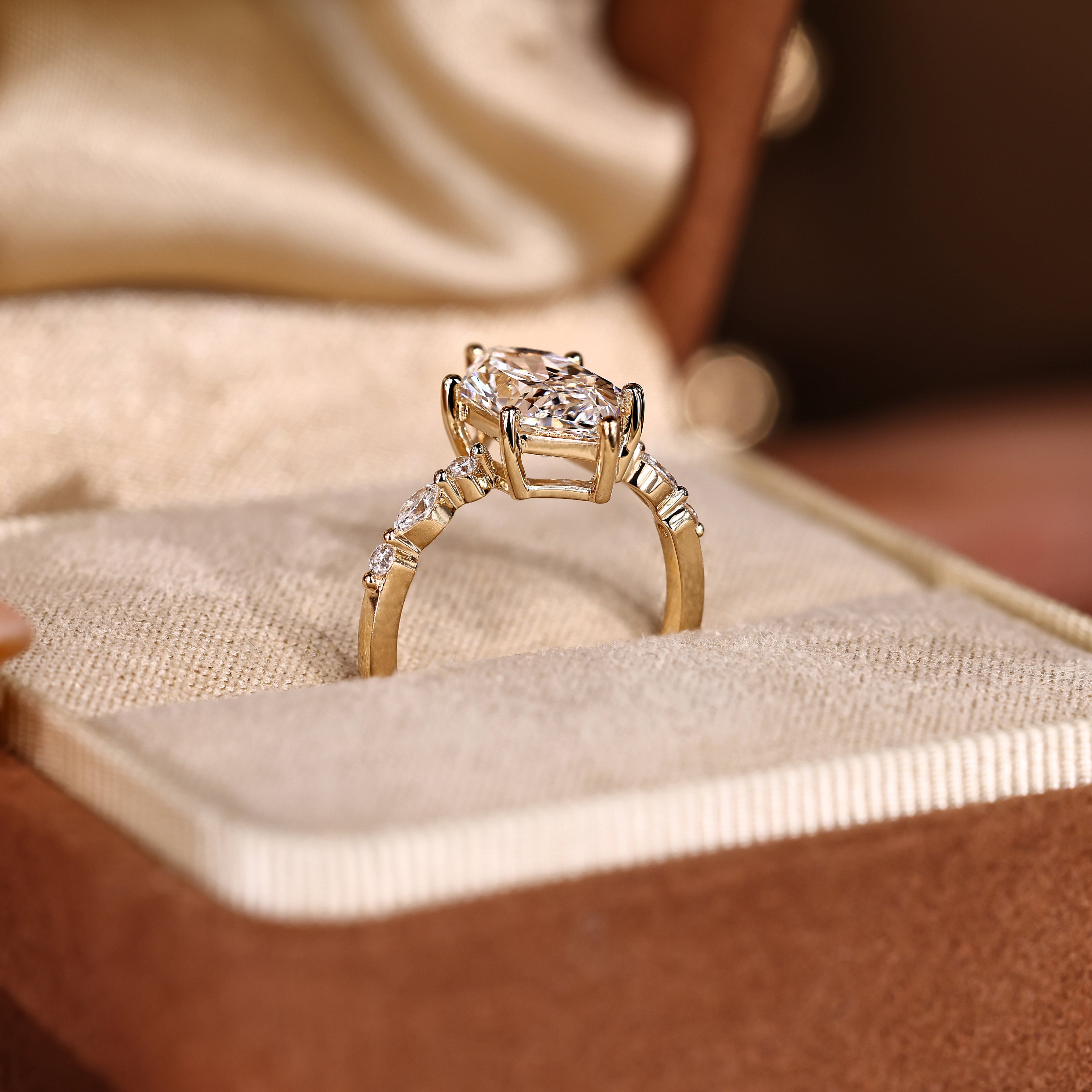 Dutch Marquise Engagement Ring With Distance Pave Prong Style