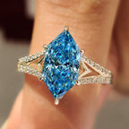 Blue Dutch Marquise Diamond Ring In Split Shank