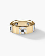 BARITE Two Tone Gold Wedding Ring with 0.60ct Black Diamonds