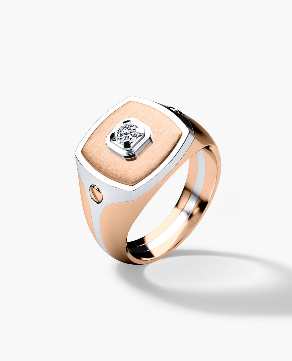 BETZ Two-Tone Gold Signet Ring with Diamond - Version 1