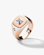 BETZ Two-Tone Gold Signet Ring with Diamond - Version 1