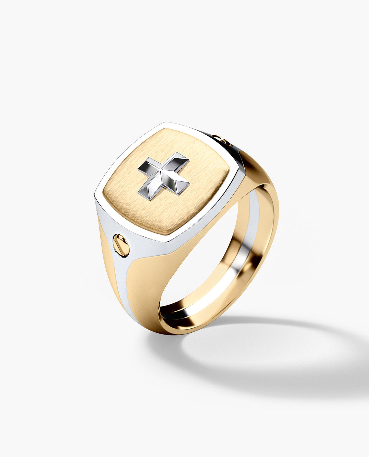 BETZ Two-Tone Gold Religious Signet Ring - Version 1