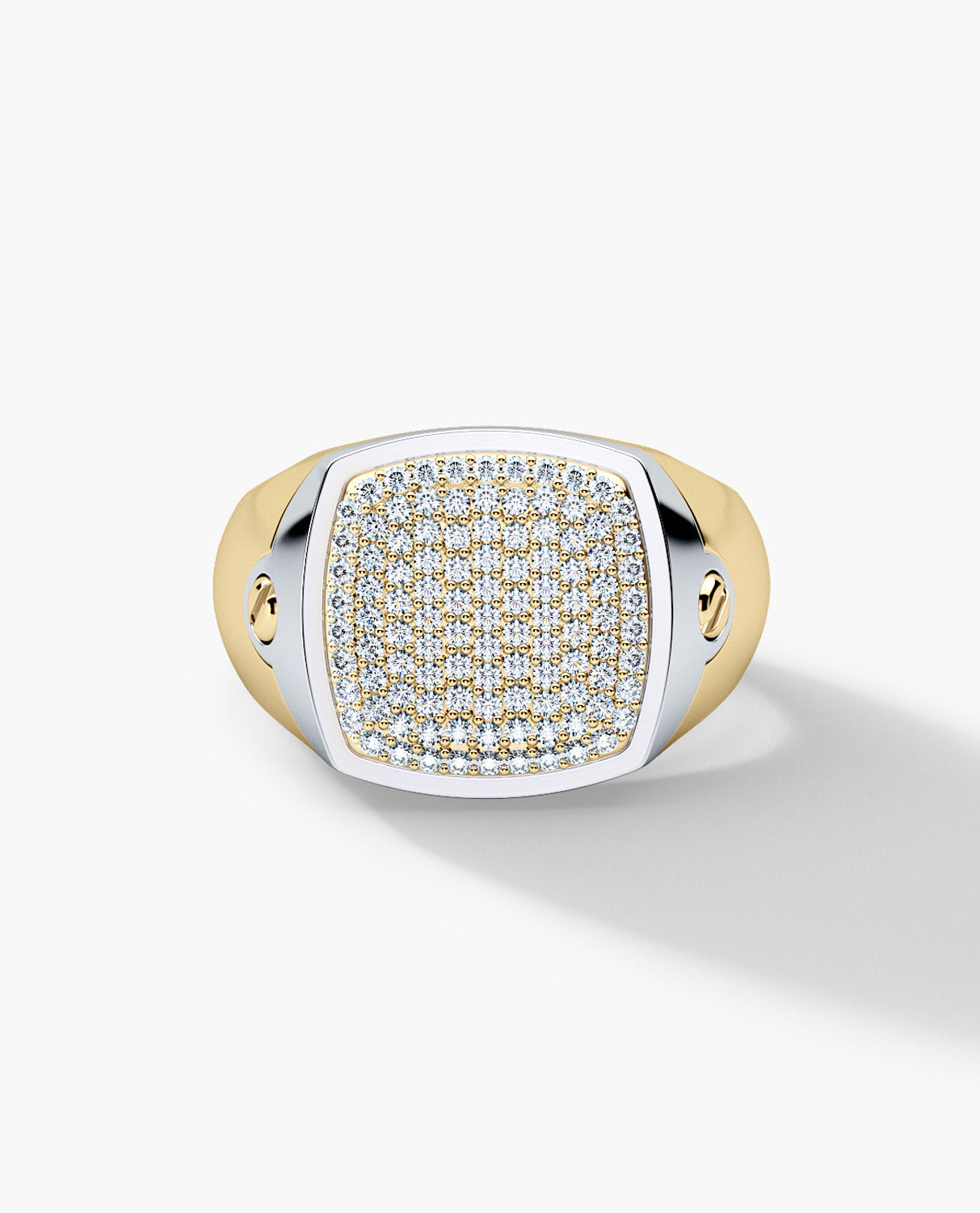 BETZ Two-Tone Gold Signet Ring with 0.70ct Pave Diamonds - Version 2