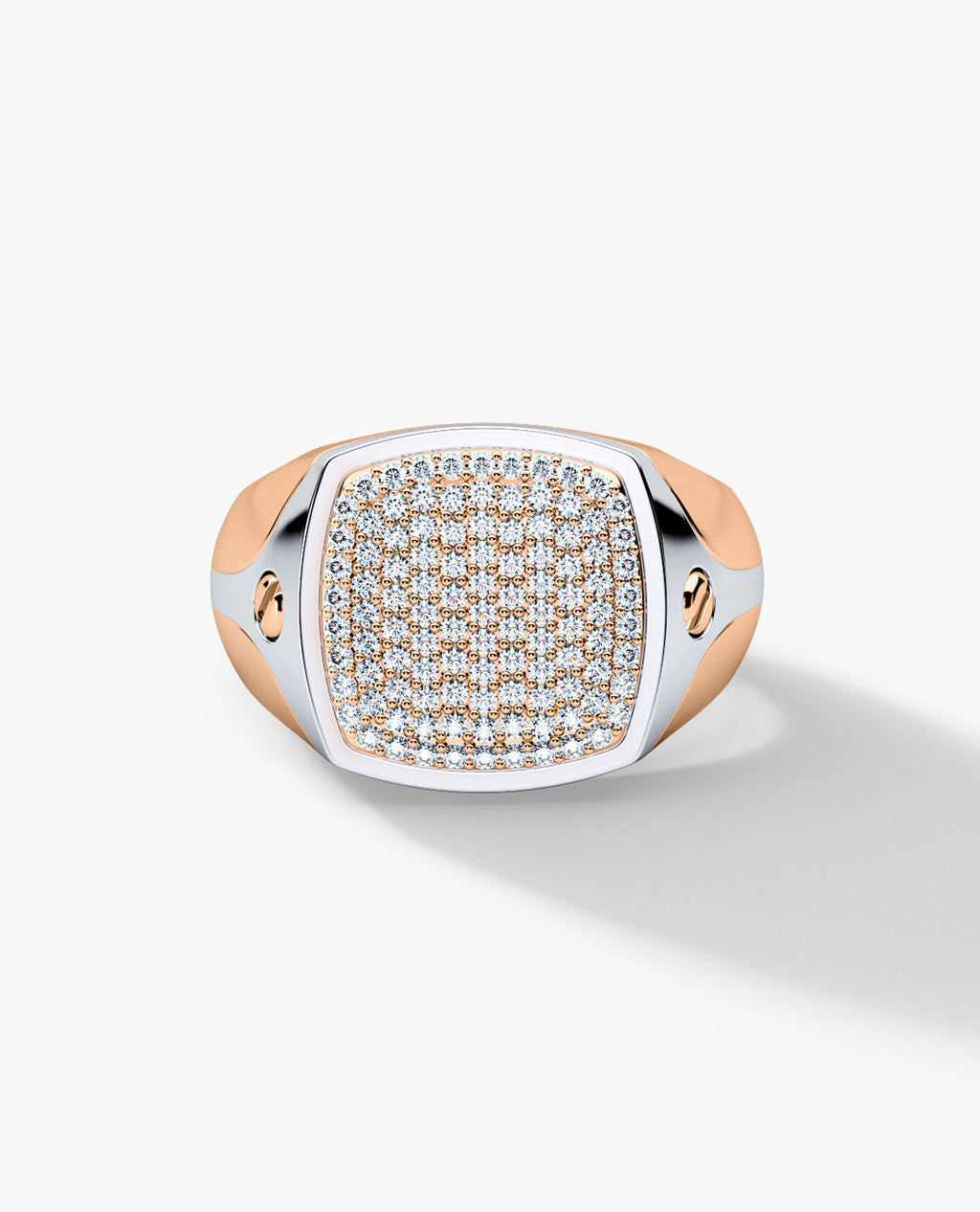 BETZ Two-Tone Gold Signet Ring with 0.70ct Pave Diamonds - Version 1